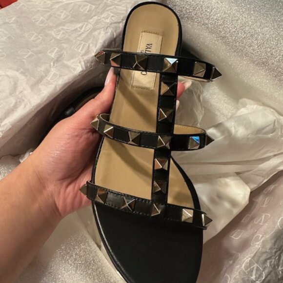 Valentino Rockstud Calfskin Leather Slide Sandal - 6.5 - Picture 4 of 10